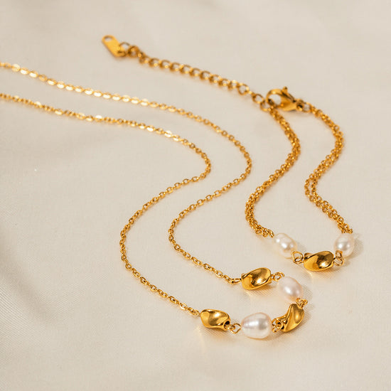 Fashion 18K Gold Stainless Steel Pearl Bracelet For Women